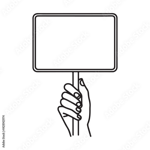 Blank Sign Hand Holding Protest Banner Illustration for Messages