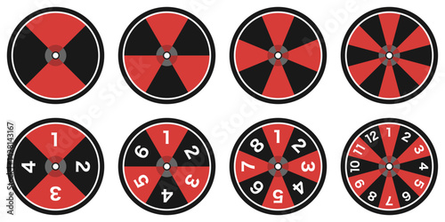 ルーレット赤黒ツートーン素材 4分割・6分割・8分割・12分割セット