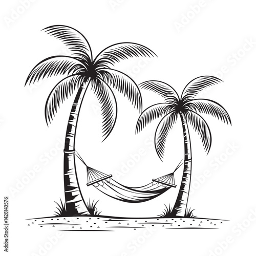 Palm Tree Silhouette Design Vector, Group Palm Tree