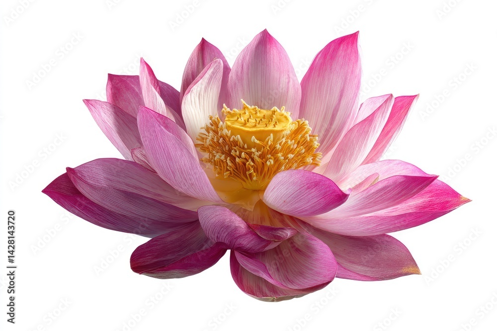Fototapeta premium Lotus Flower with Pink Petals and Yellow Center