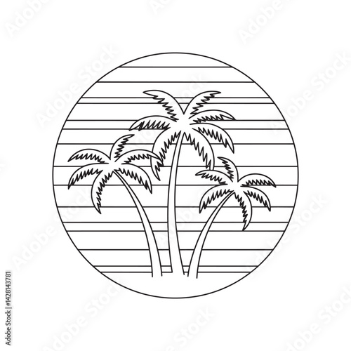 Palm Tree Silhouette Design Vector, Group Palm Tree