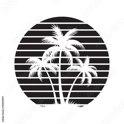 Palm Tree Silhouette Design Vector, Group Palm Tree