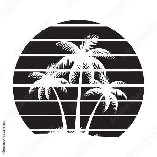 Palm Tree Silhouette Design Vector, Group Palm Tree