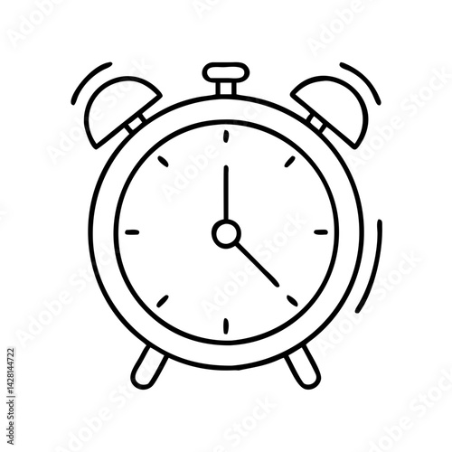 alarm clock icon, alarm clock line art - simple line art of alarm clock, perfect for alarm clock logos and icons