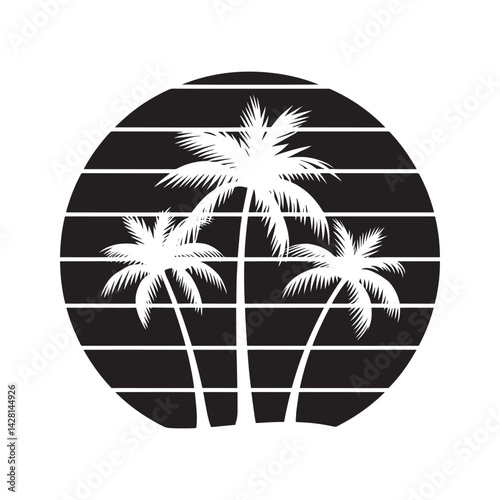 Palm Tree Silhouette Design Vector, Group Palm Tree
