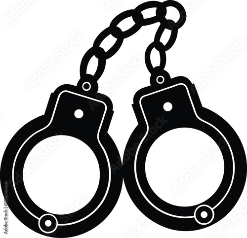 Handcuff Silhouette in Black | Security & Law Enforcement Vector for Crime, Justice & Design Use