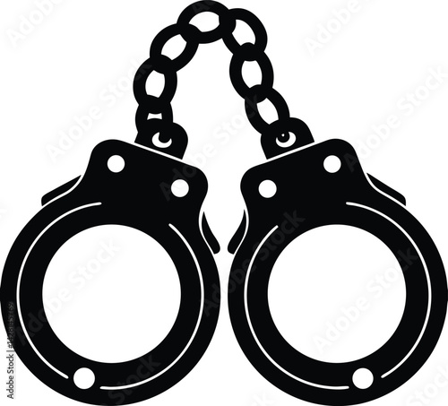 Handcuff Silhouette in Black | Security & Law Enforcement Vector for Crime, Justice & Design Use