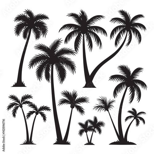 Palm Tree Silhouette Design Vector, Group Palm Tree