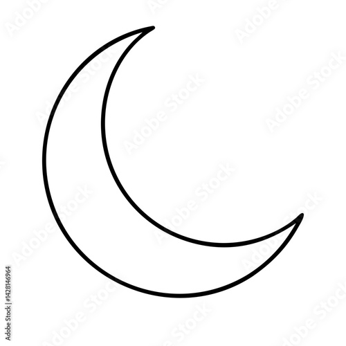 crescent moon icon, crescent moon line art - simple line art of crescent moon, perfect for crescent moon logos and icons