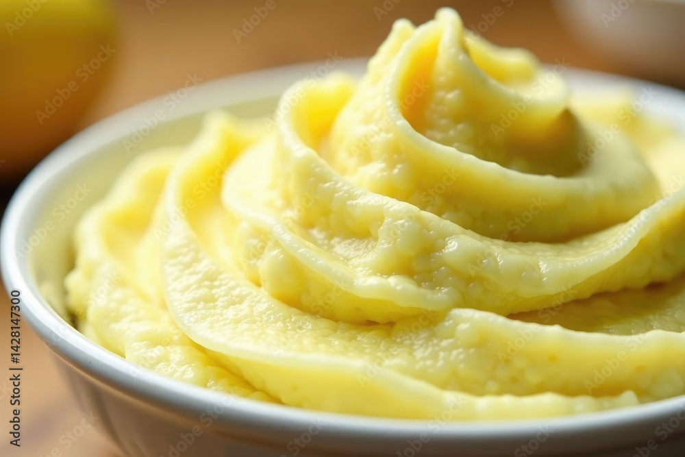 Close-up of creamy mashed potatoes, smooth texture, studio shot, ingredient, creamy Close-up of creamy mashed potatoes, smooth texture, studio shot, ingredient, creamy