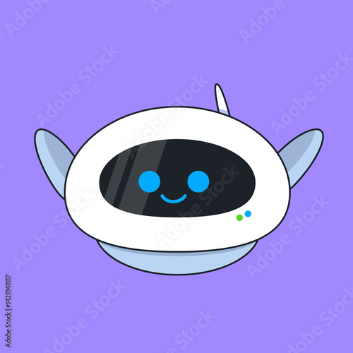 Adorable AI robot character with a winking expression on a solid blue background. friendly artificial intelligence, virtual assistant services, and modern technology with a personal touch.
