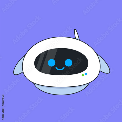 Adorable AI robot character with a winking expression on a solid blue background. friendly artificial intelligence, virtual assistant services, and modern technology with a personal touch.