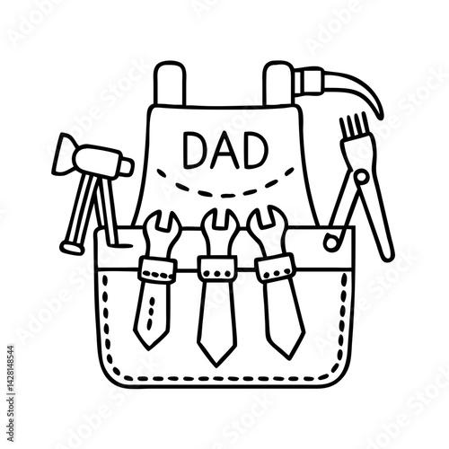 dad s tool belt icon, dad s tool belt line art - simple line art of dad s tool belt, perfect for dad s tool belt logos and icons