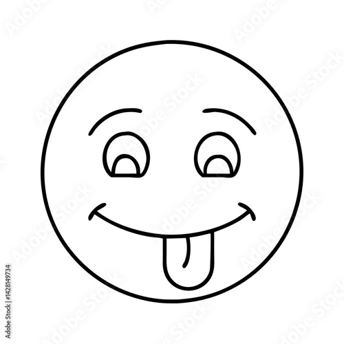 face with tongue out icon, face with tongue out line art - simple line art of face with tongue out, perfect for face with tongue out logos and icons