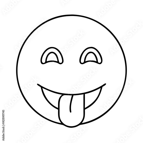 face with tongue out icon, face with tongue out line art - simple line art of face with tongue out, perfect for face with tongue out logos and icons