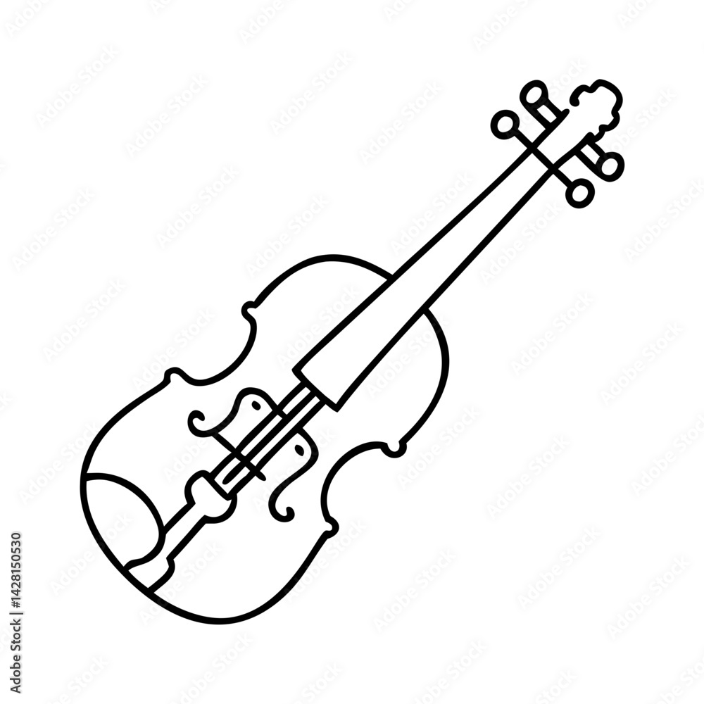 Obraz premium fiddle for traditional music icon, fiddle for traditional music line art - simple line art of fiddle for traditional music, perfect for fiddle for traditional music logos and icons