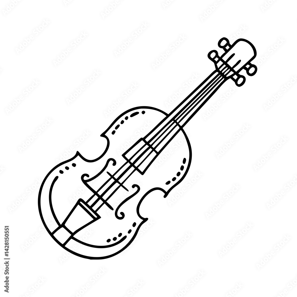 Obraz premium fiddle for traditional music icon, fiddle for traditional music line art - simple line art of fiddle for traditional music, perfect for fiddle for traditional music logos and icons