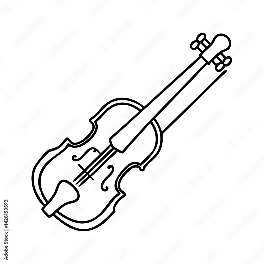 Obraz premium fiddle for traditional music icon, fiddle for traditional music line art - simple line art of fiddle for traditional music, perfect for fiddle for traditional music logos and icons
