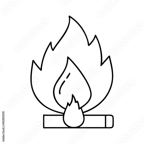 fire icon, fire line art - simple line art of fire, perfect for fire logos and icons