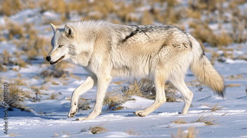 Majestic Dire Wolf Roaming a Frosty Snow-Covered Wilderness