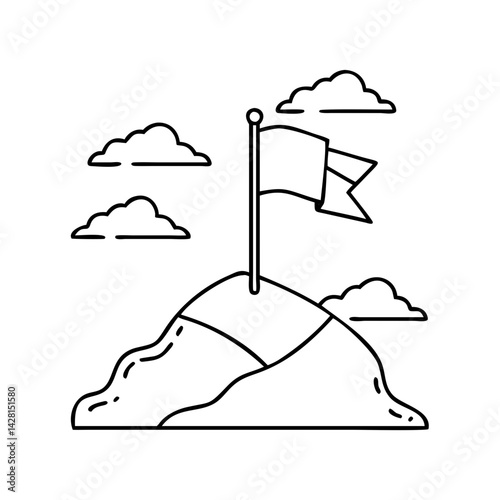 flag on a hilltop icon, flag on a hilltop line art - simple line art of flag on a hilltop, perfect for flag on a hilltop logos and icons