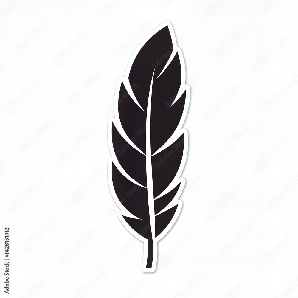 Obraz premium Black Feather Illustration on White Background 