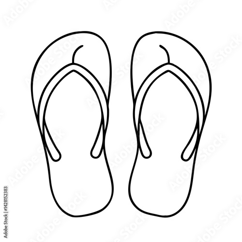 flip flops icon, flip flops line art - simple line art of flip flops, perfect for flip flops logos and icons