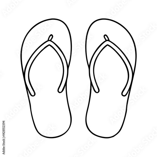 flip flops icon, flip flops line art - simple line art of flip flops, perfect for flip flops logos and icons