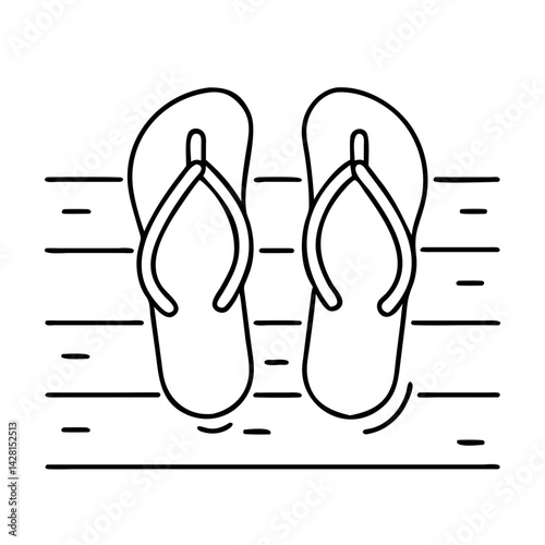 flip flops on a boardwalk icon, flip flops on a boardwalk line art - simple line art of flip flops on a boardwalk, perfect for flip flops on a boardwalk logos and icons