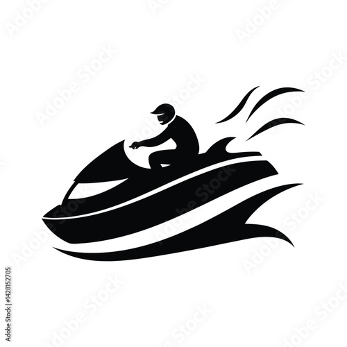 jet ski silhouette sleek design dynamic water splash for web and graphic