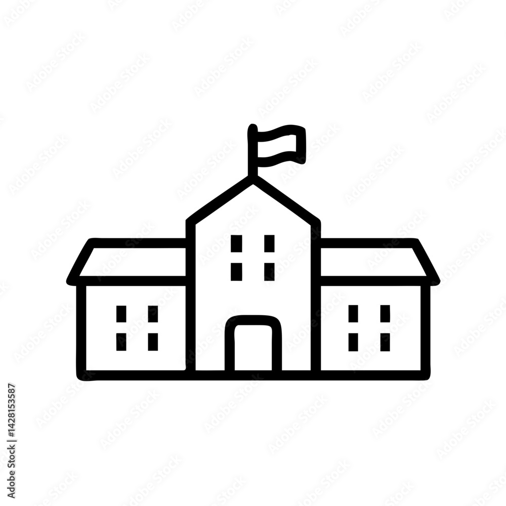 School building icon in minimalist style School building icon in minimalist style