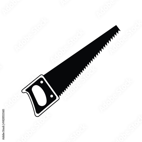 Silhouette of a hand saw vector on a white background