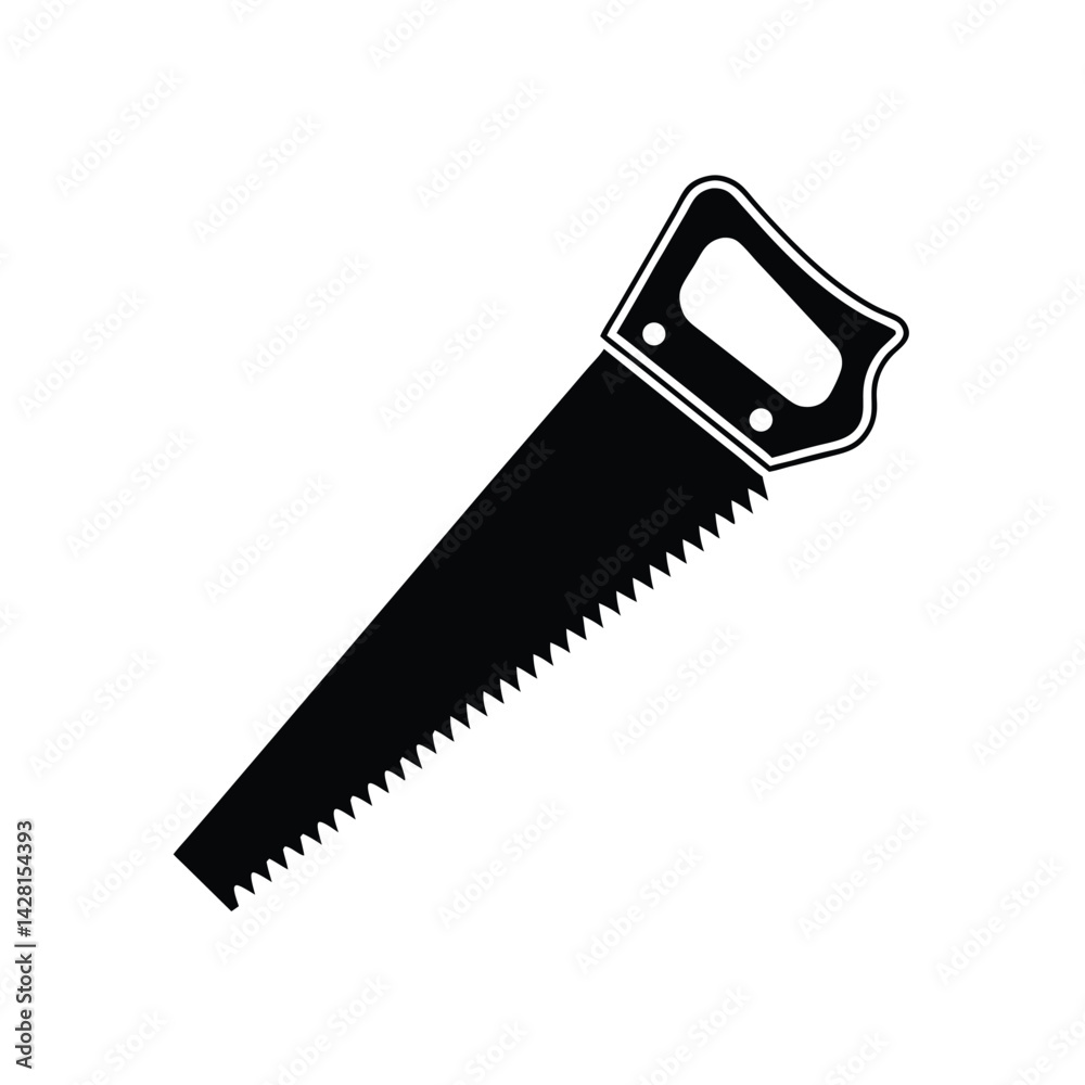 Silhouette of a hand saw vector on a white background Silhouette of a hand saw vector on a white background