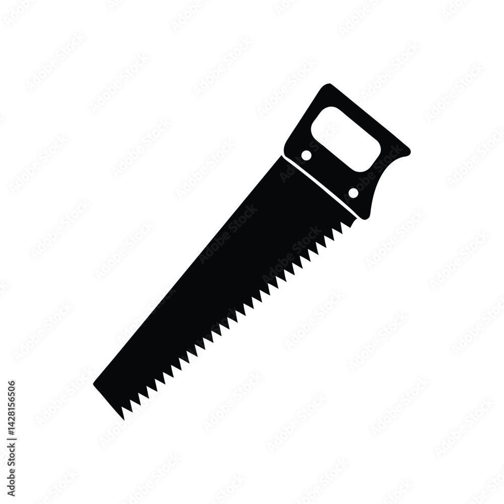 Silhouette of a hand saw vector on a white background Silhouette of a hand saw vector on a white background