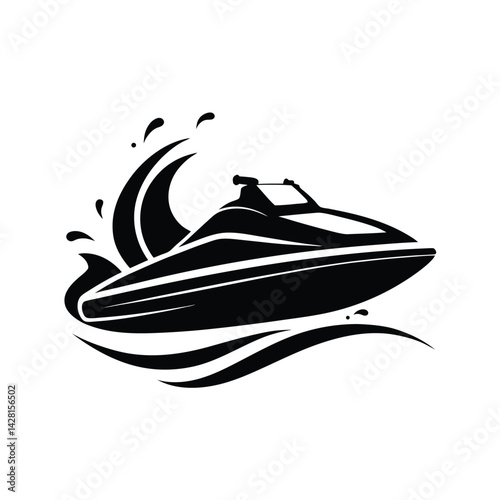 jet ski silhouette sleek design dynamic water splash for web and graphic