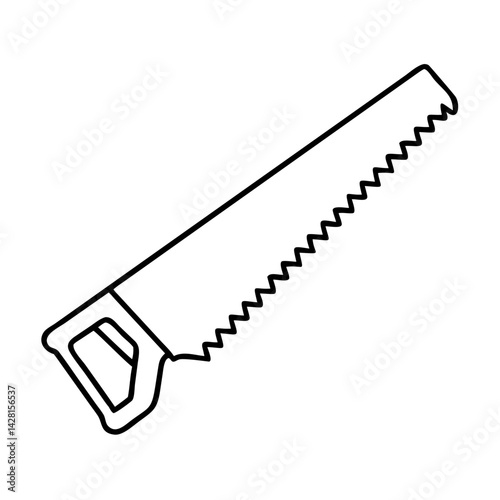 hand saw icon, hand saw line art - simple line art of hand saw, perfect for hand saw logos and icons