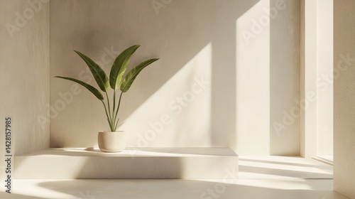 Stylish 3D Room Featuring Plant and Lifestyle Aesthetic