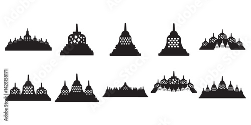 Bild auf Leinwand Silhouette Candi Borobudur