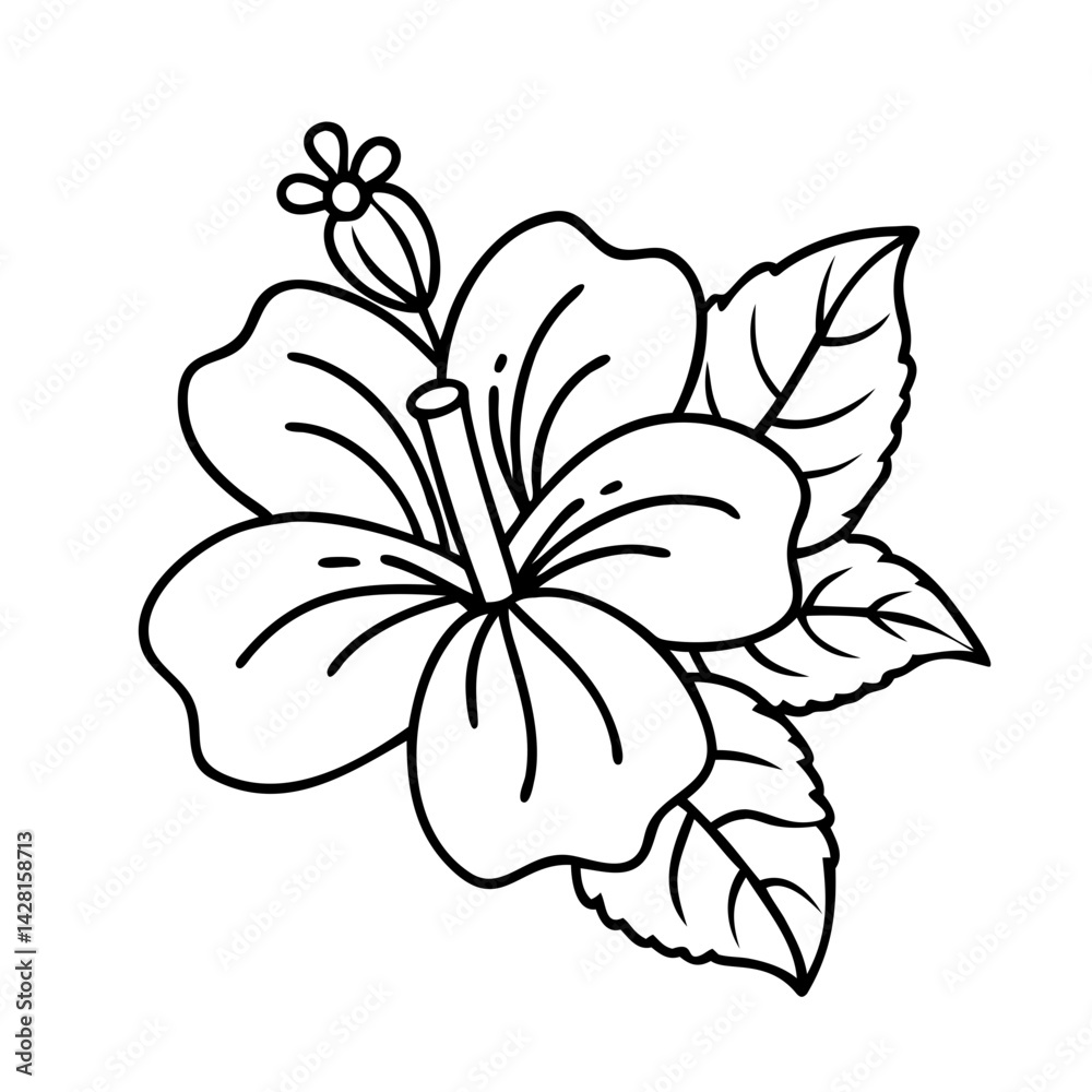 Fototapeta premium hibiscus flower icon, hibiscus flower line art - simple line art of hibiscus flower, perfect for hibiscus flower logos and icons