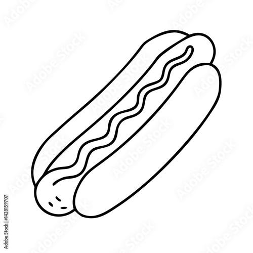 hot dog icon, hot dog line art - simple line art of hot dog, perfect for hot dog logos and icons
