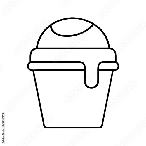 ice cream bucket icon, ice cream bucket line art - simple line art of ice cream bucket, perfect for ice cream bucket logos and icons