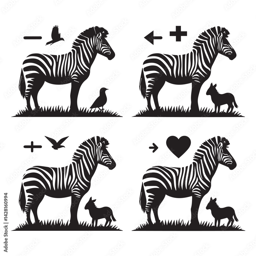 Obraz premium create zebra Silhouette with white background