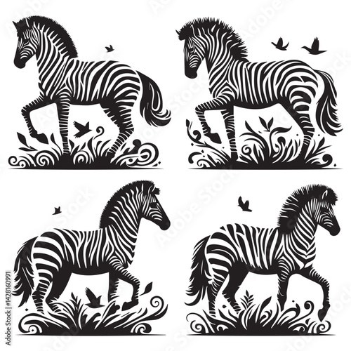create zebra Silhouette with white background