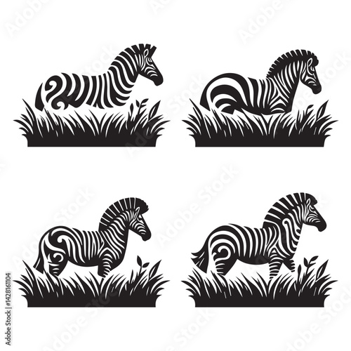 create zebra Silhouette with white background