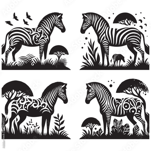 create zebra Silhouette with white background
