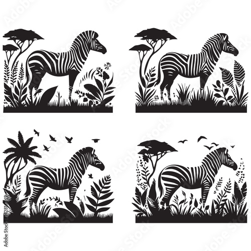 create zebra Silhouette with white background