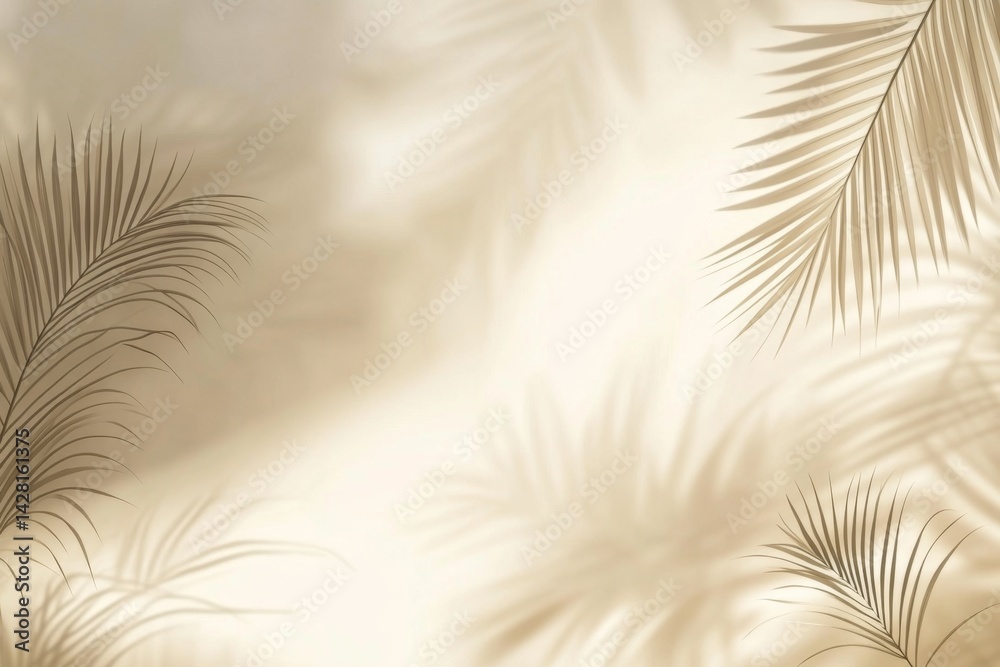 Obraz premium Beige Palm Leaf Shadows on Soft Background