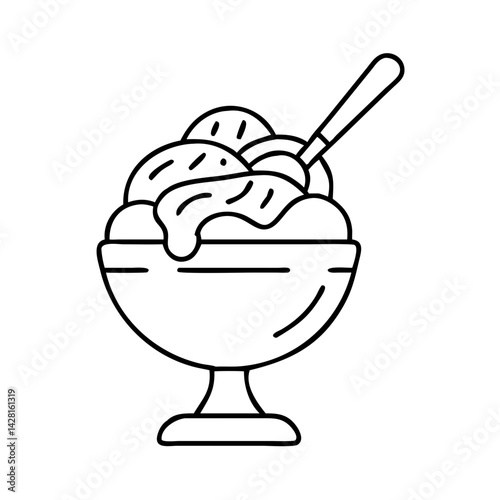 ice cream sundae spoon icon, ice cream sundae spoon line art - simple line art of ice cream sundae spoon, perfect for ice cream sundae spoon logos and icons