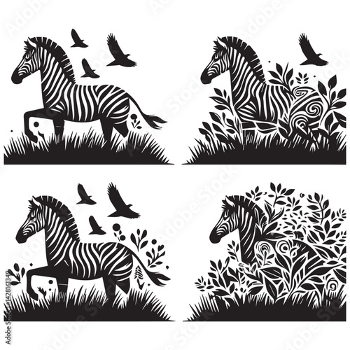 create zebra Silhouette with white background