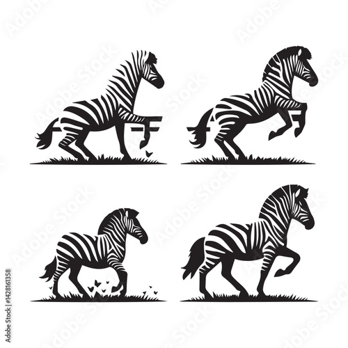 create zebra Silhouette with white background